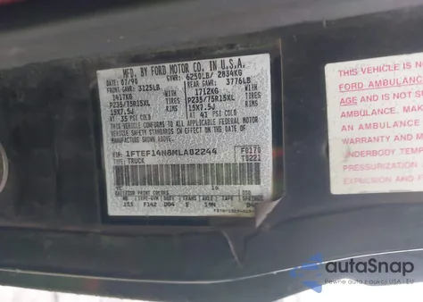 1991 Ford F150 из США, поврежденный, VIN 1FTEF14N8MLA02244